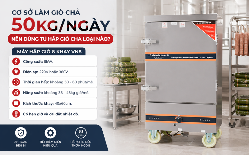 Máy hấp giò 8 khay VN8