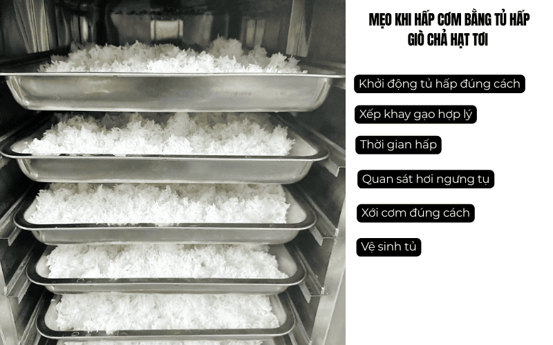 Mẹo khi hấp cơm bằng tủ hấp giò chả hạt tơi