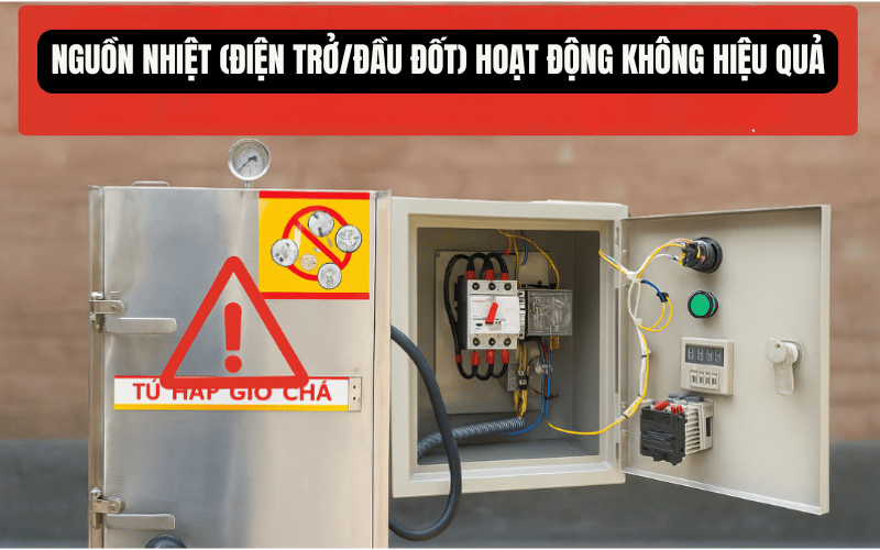 Nguồn nhiệt (điện trở/đầu đốt) hoạt động không hiệu quả