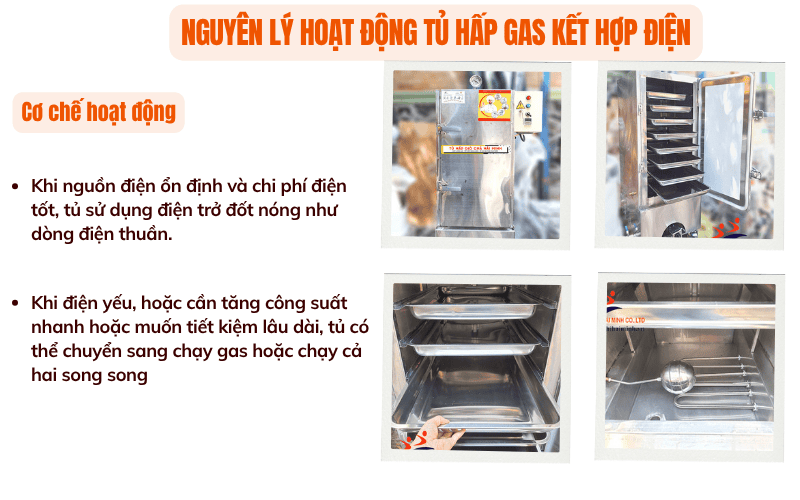 Nguyên lý hoạt động tủ hấp gas kết hợp điện