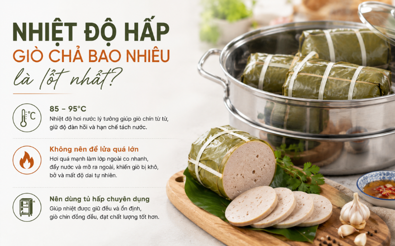 Nhiệt độ hấp giò chả bao nhiêu là tốt nhất