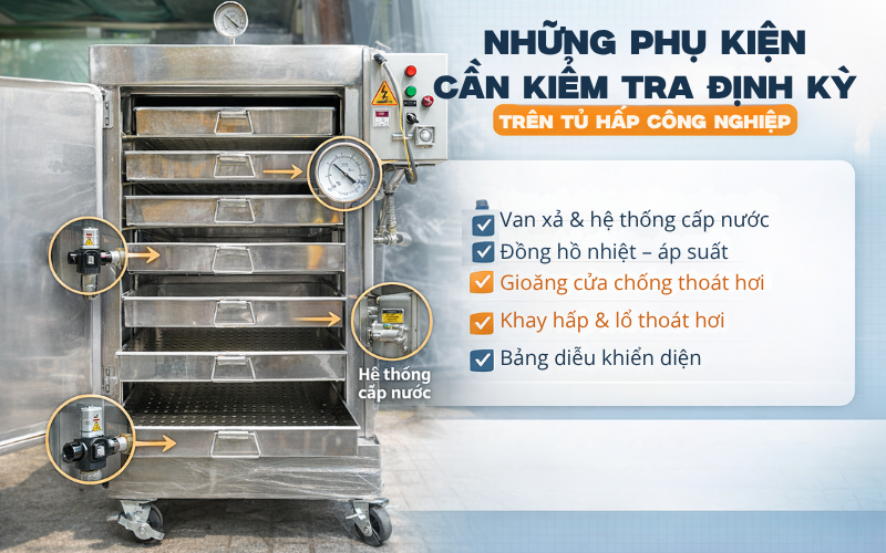 Phụ Kiện Cần Kiểm Tra Định Kỳ Trên Tủ Hấp Công Nghiệp