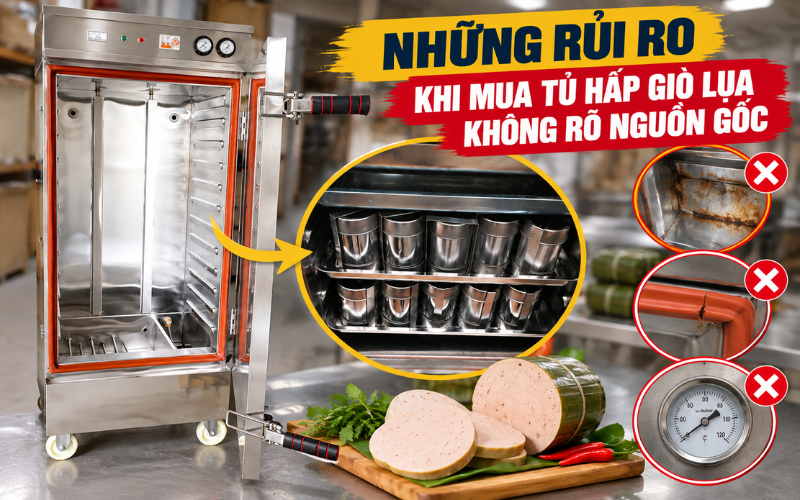 Những rủi ro khi mua tủ hấp giò lụa không rõ nguồn gốc