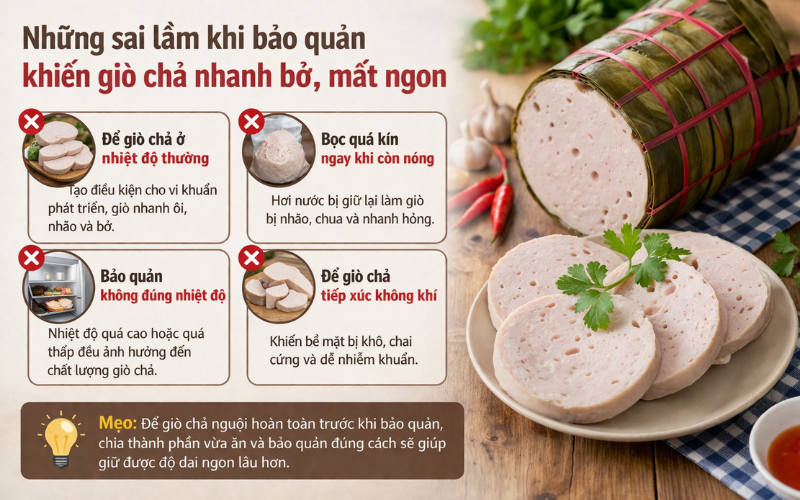 Những sai lầm khi bảo quản khiến giò chả nhanh bở, mất ngon