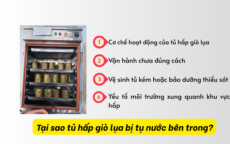 Tại sao tủ hấp giò lụa bị tụ nước bên trong?
