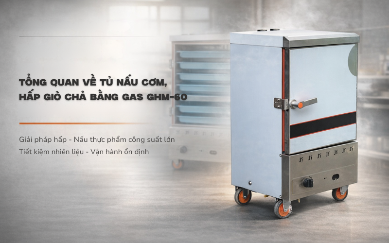 Tổng quan về tủ nấu cơm, hấp giò chả bằng gas GHM-60