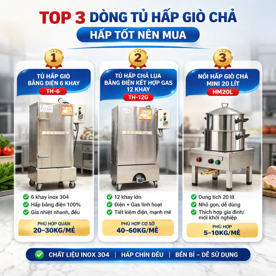 Top 3 dòng tủ hấp giò chả hấp tốt nên mua