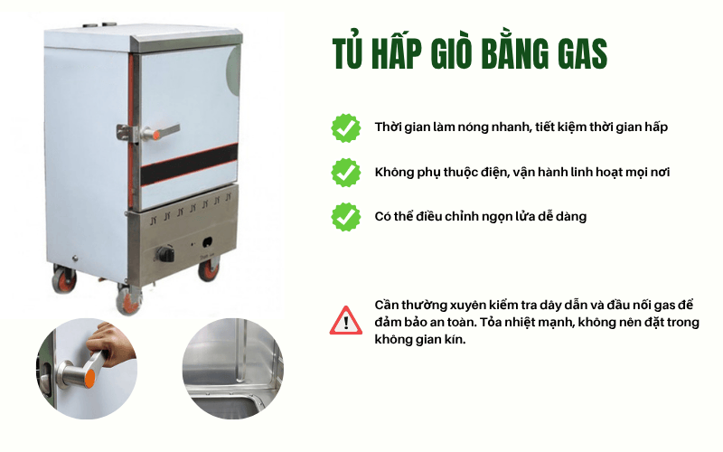 Tủ hấp giò bằng gas