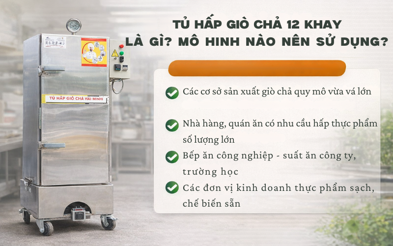Tủ hấp giò chả 12 khay là gì? Phù hợp với mô hình nào