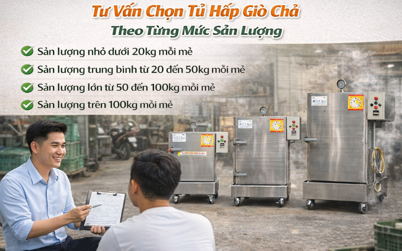  Tư vấn chọn tủ hấp giò chả theo từng mức sản lượng