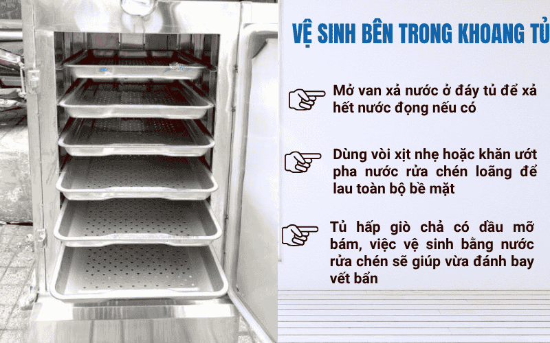 Vệ sinh bên trong khoang tủ