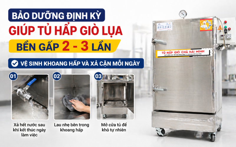 Vệ sinh khoang hấp và xả cặn mỗi ngày