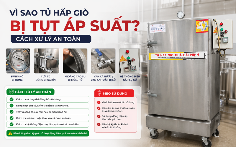 Vì Sao Tủ Hấp Giò Bị Tụt Áp Suất? Cách Xử Lý An Toàn