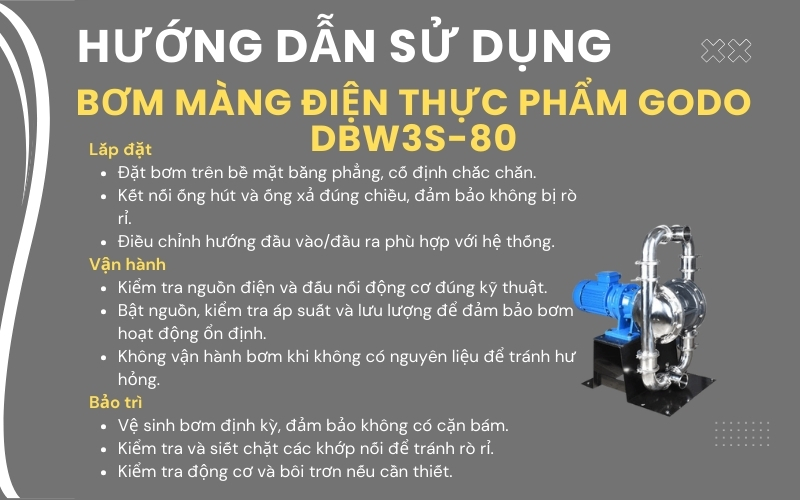 Hướng dẫn sử dụng bơm màng điện thực phẩm GODO DBW3S-80