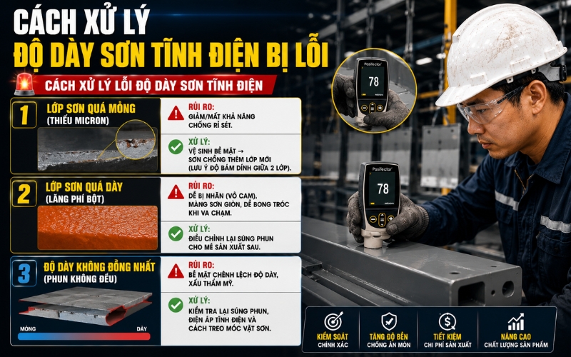 Cách xử lý độ dày sơn tĩnh điện bị lỗi