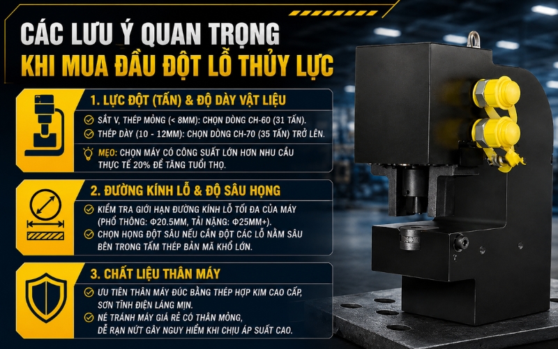 Các lưu ý khi mua đầu đột lỗ thủy lực