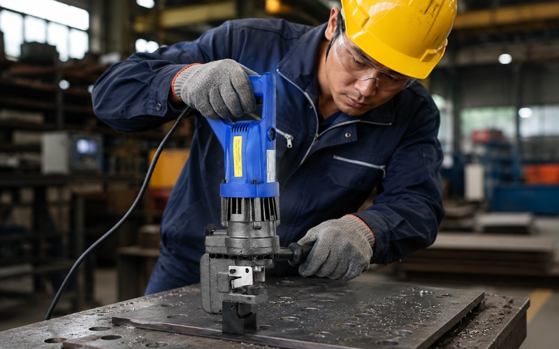 Cắm điện và vận hành thử máy đột 