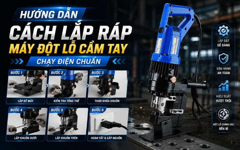 Hướng dẫn cách lắp ráp máy đột lỗ cầm tay chạy điện chuẩn