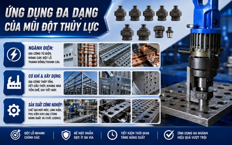 Ứng dụng đa dạng của mũi đột thủy lực