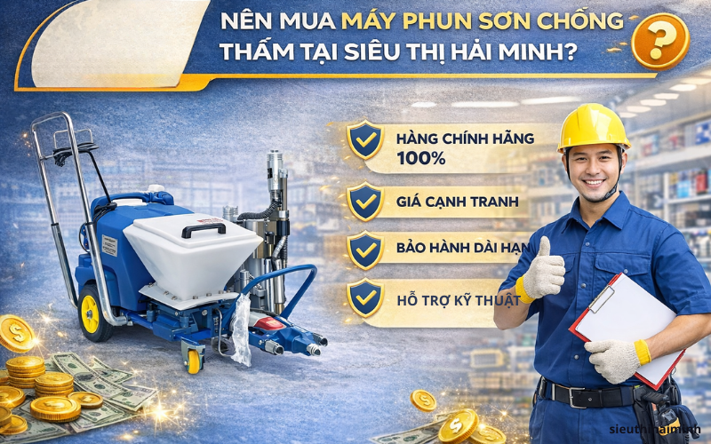 Nên mua máy phun sơn chống thấm tại Siêu thị Hải Minh?