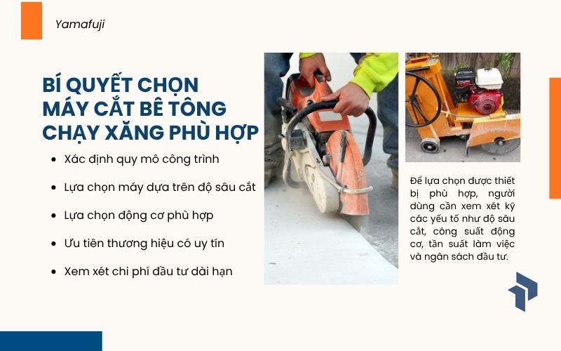 Bí quyết chọn máy cắt bê tông chạy xăng phù hợp