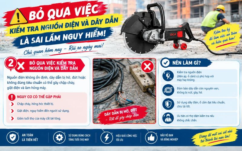 Bỏ qua việc kiểm tra nguồn điện và dây dẫn