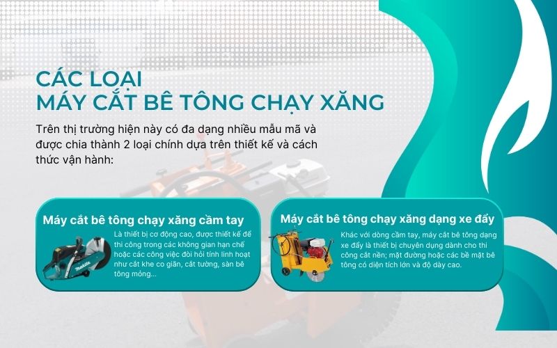 Các loại máy cắt bê tông chạy xăng phổ biến hiện nay