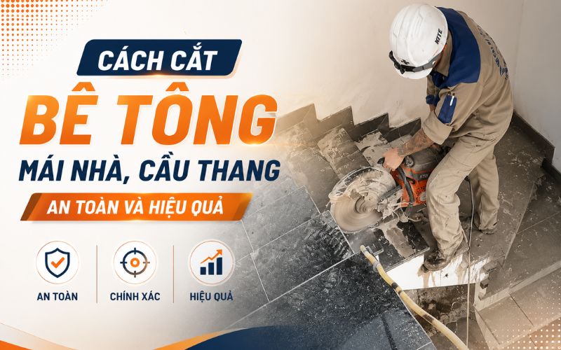 Cách cắt bê tông mái nhà, cầu thang an toàn và hiệu quả