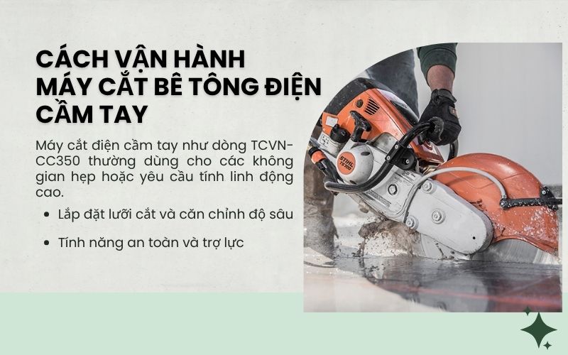 Cách vận hành máy cắt bê tông điện cầm tay