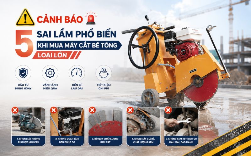 Cảnh báo 5 sai lầm phổ biến khi mua máy cắt bê tông loại lớn