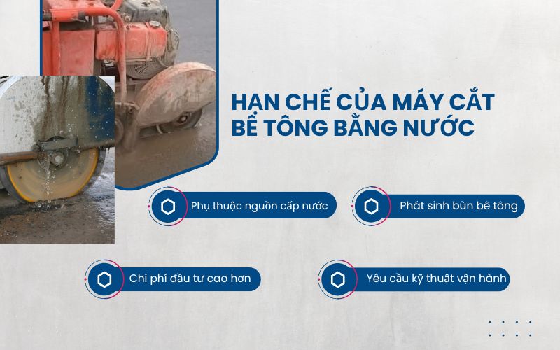 Hạn chế của máy cắt bê tông bằng nước