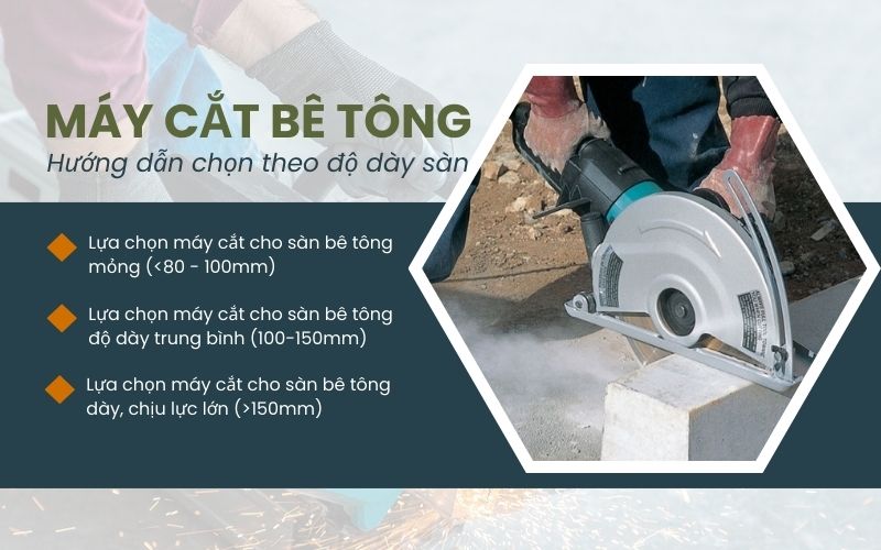 Hướng dẫn chọn máy cắt bê tông theo độ dày sàn