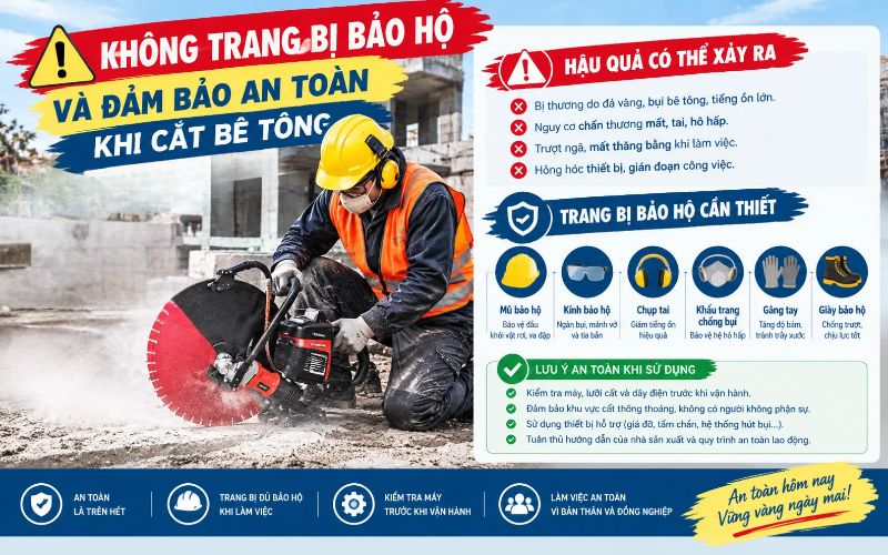 Không trang bị bảo hộ và đảm bảo an toàn khi cắt