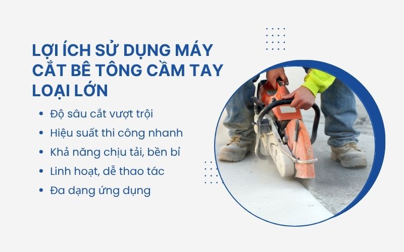 Lợi ích sử dụng máy cắt bê tông cầm tay loại lớn