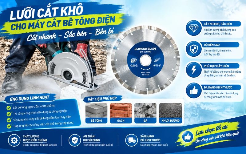 Lưỡi cắt khô cho máy cắt bê tông điện