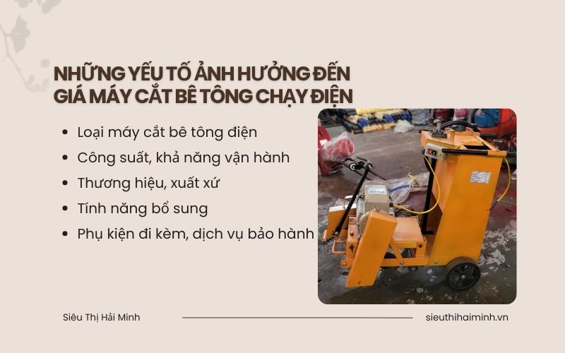 Những yếu tố ảnh hưởng đến giá máy cắt bê tông chạy điện
