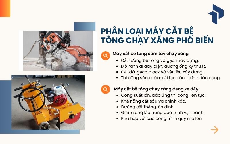Phân loại máy cắt bê tông chạy xăng phổ biến