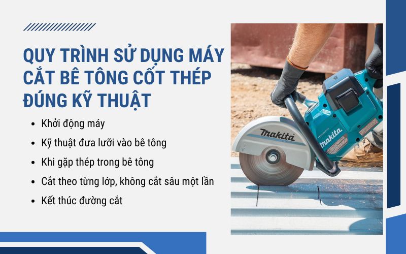 Quy trình sử dụng máy cắt bê tông cốt thép đúng kỹ thuật