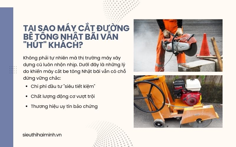 Tại sao máy cắt đường bê tông Nhật bãi vẫn 