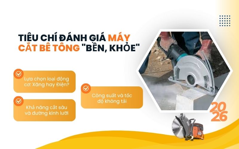 Tiêu chí đánh giá máy cắt bê tông