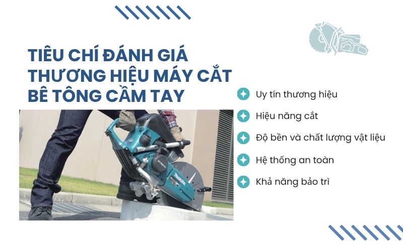 Tiêu chí đánh giá thương hiệu máy cắt bê tông cầm tay 