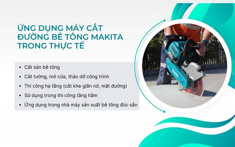 Ứng dụng thực tiễn máy cắt đường bê tông Makita 