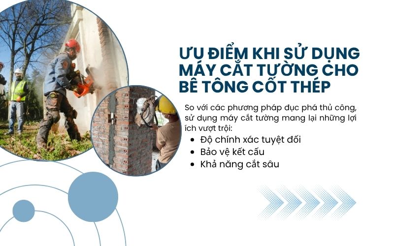 Ưu điểm khi sử dụng máy cắt tường cho bê tông cốt thép