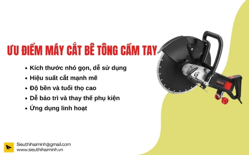 Ưu điểm vượt trội của máy cắt bê tông cầm tay