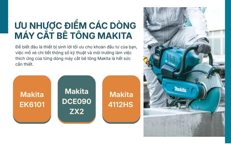 Ưu nhược điểm các dòng máy cắt bê tông Makita