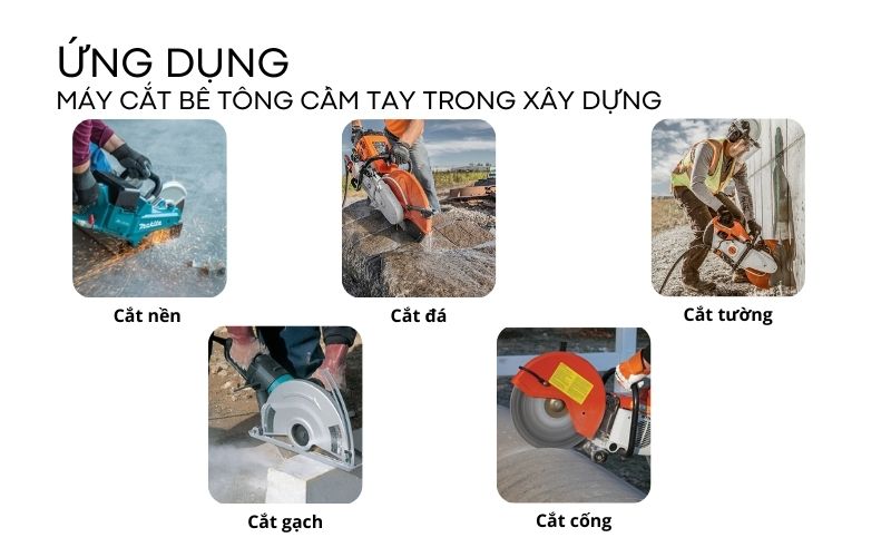 Ứng dụng máy cắt bê tông cầm tay loại lớn trong xây dựng