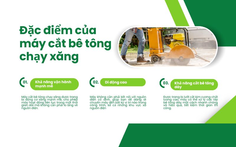 Đặc điểm của máy cắt bê tông chạy xăng