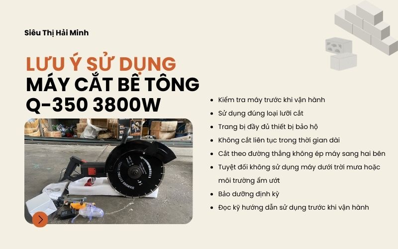 lưu ý sử dụng máy cắt bê tông Q-350 3800W