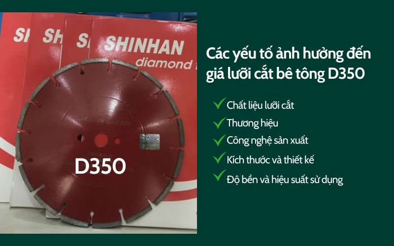 Các yếu tố ảnh hưởng đến giá lưỡi cắt bê tông D350