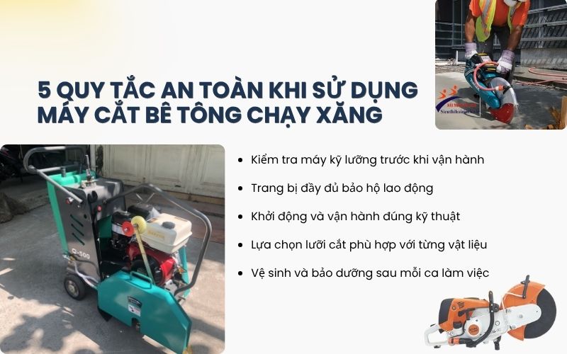 5 quy tắc an toàn khi sử dụng máy cắt bê tông chạy xăng